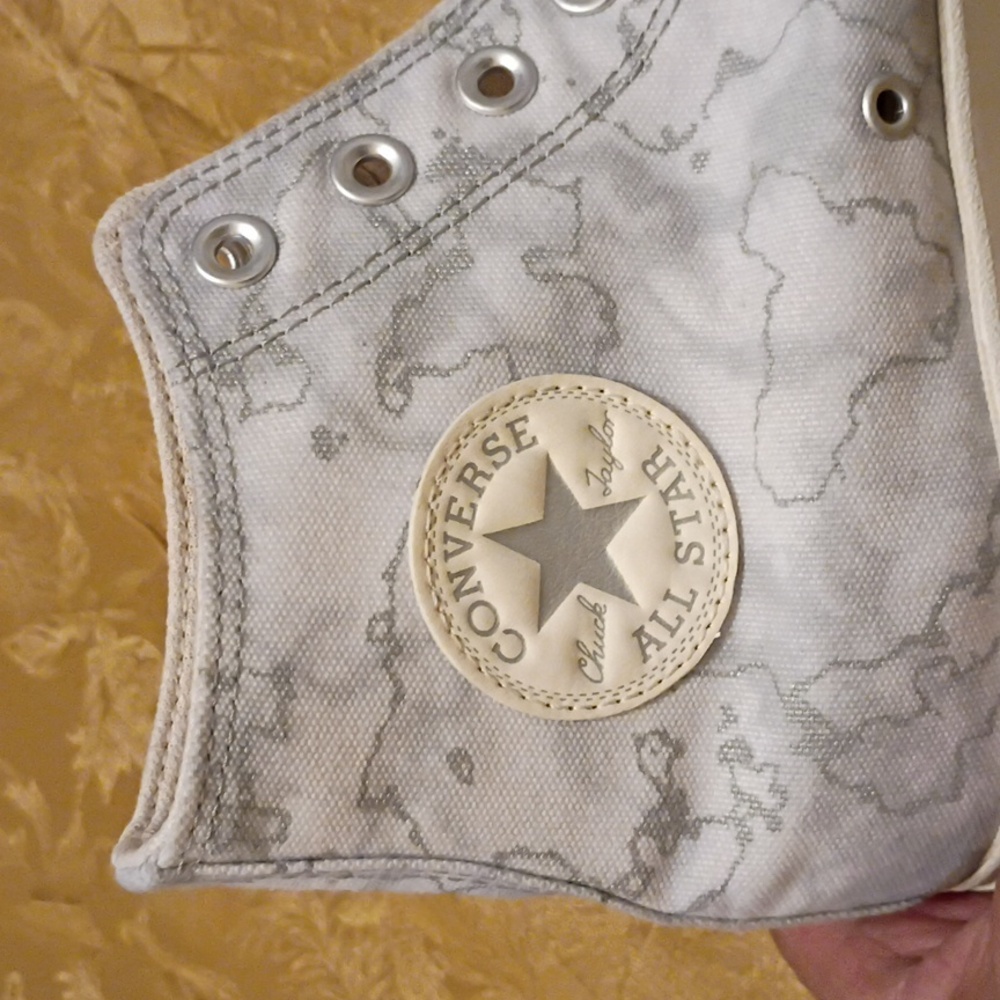CONVERSE Platform Women's High-Top Gray Marble and White Women's 11.0 Men 9.0 - Picture 9 of 12